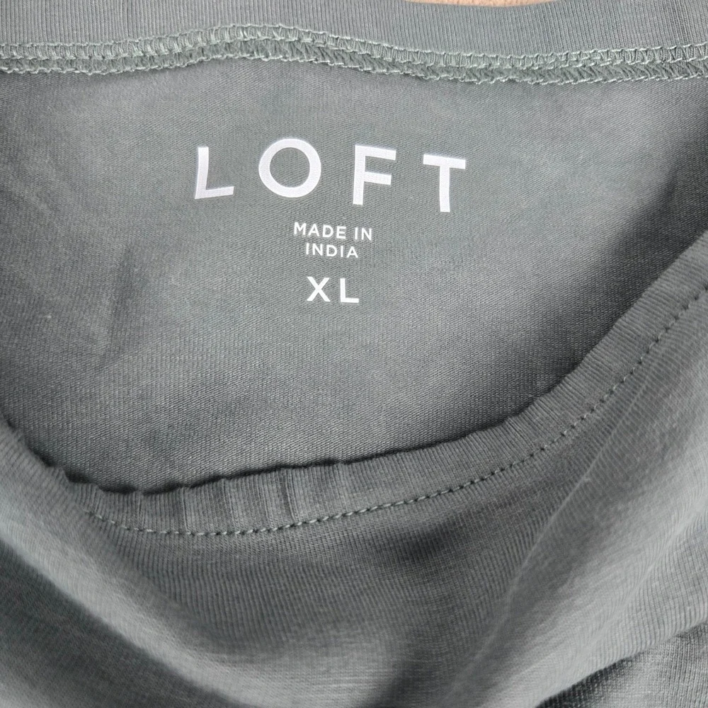Loft Womens Puff Bubble Sleeve Ruched Square Neck Top Crop Green XL NWT Fairy
